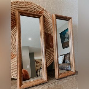 Vintage Wood Cottage Core Mirror Set